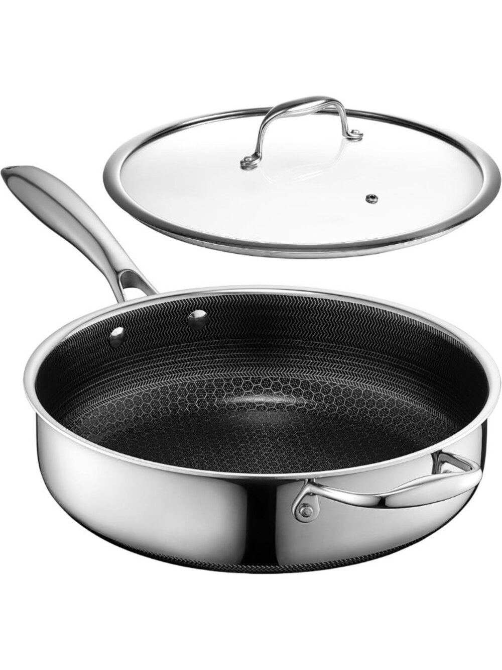3.3 Qt Hybrid Nonstick Deep Sauté Pan with Lid - Induction Ready Cookware